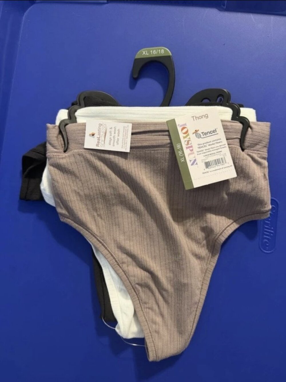 Joyspun 3-Pack Ribbed Tencel Modal Thong Panties XL (16-18)